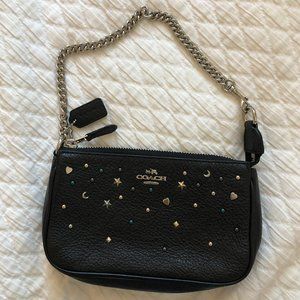 NEW - Coach Stardust Large Wristlet - Pebble Black